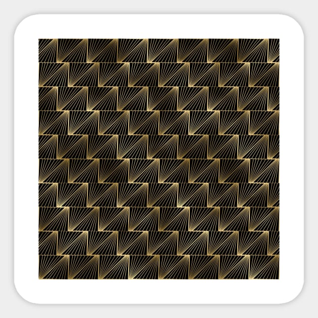 Diagonal Triangles in Black and Gold Vintage Faux Foil Art Deco Vintage Foil Pattern Sticker by podartist